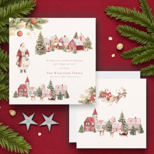 watercolor painted merry christmas holiday card