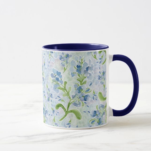 Watercolor Painted Plumbago Flowers on Pastels Mug (Right)