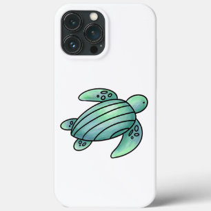 watercolor painted sea turtle cartoon blue green iPhone 13 pro max case