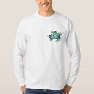 watercolor painted sea turtle cartoon blue green T-Shirt