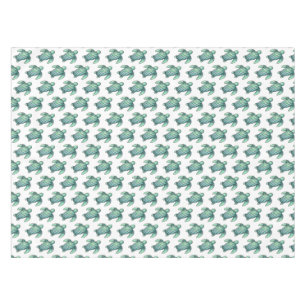 watercolor painted sea turtle cartoon blue green tablecloth
