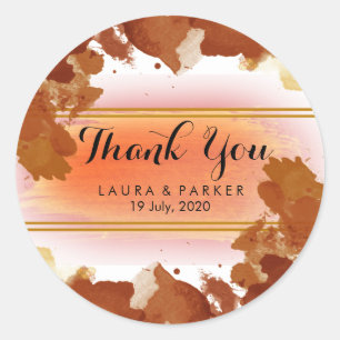 Watercolor Painted  Thank You Wedding Artist Classic Round Sticker