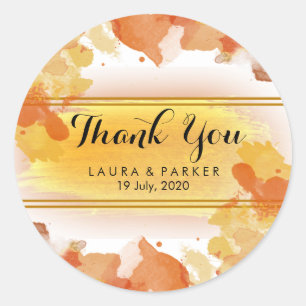 Watercolor Painted  Thank You Wedding Artist Classic Round Sticker