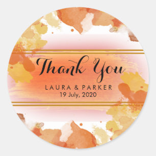 Watercolor Painted  Thank You Wedding Artist Classic Round Sticker