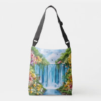 Watercolor painted waterfall