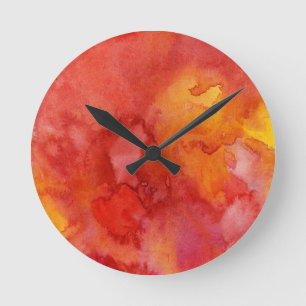 Watercolor painting background. round clock