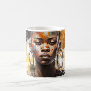 Watercolor Painting, Beautiful African Tribe Women Coffee Mug