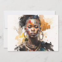 Watercolor Painting, Beautiful African Tribe Women