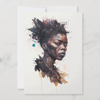 Watercolor Painting, Beautiful African Tribe Women Invitation