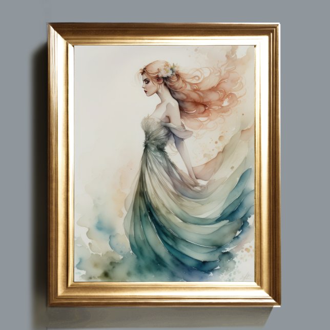 Watercolor Painting Beautiful Water Nymph III Poster (Creator Uploaded)