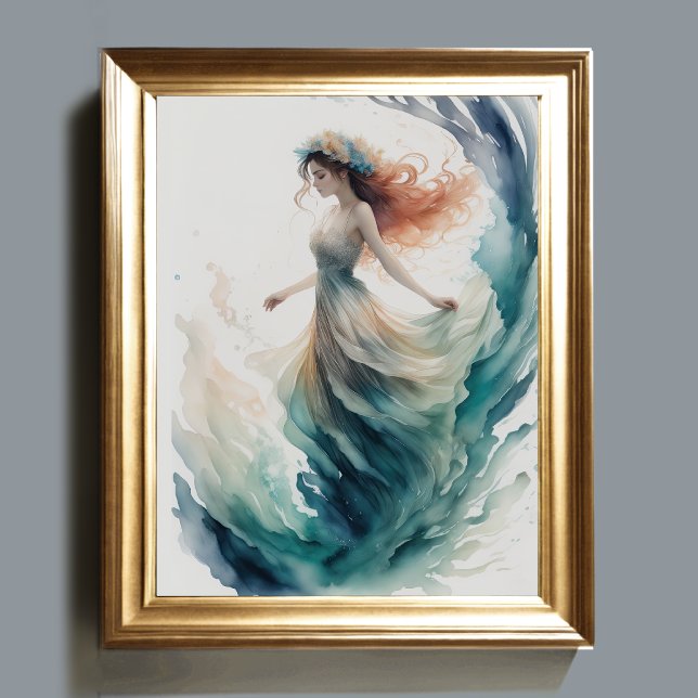 Watercolor Painting Beautiful Woman Water Nymph II Poster (Creator Uploaded)