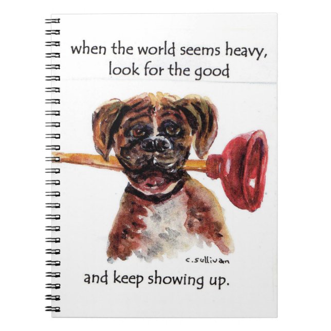 watercolor painting Boxer + inspirational saying Notebook (Front)