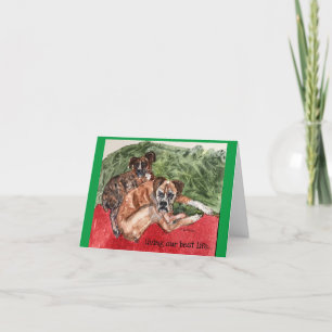 Watercolor painting Boxer inspirational Xmas card