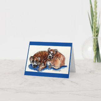 watercolor painting Boxers & inspirational phrase Thank You Card