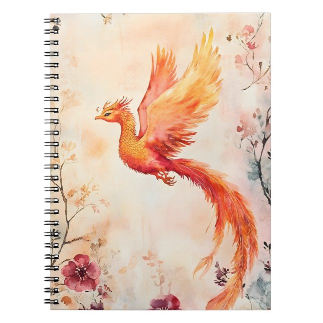 watercolor painting depicting a mythical phoenix  notebook (Front)