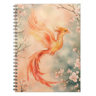 watercolor painting depicting a mythical phoenix  notebook