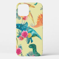 Watercolor painting dinosaurs pattern. Seamless ba