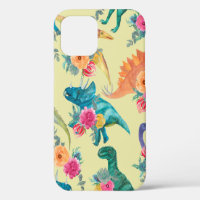 Watercolor painting dinosaurs pattern. Seamless ba