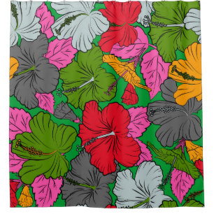 Watercolor painting effect, of yellow, green and g shower curtain