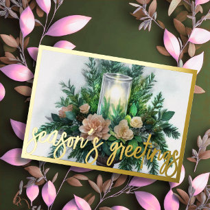 Watercolor Painting Evergreen Candle Christmas