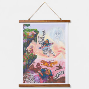 Watercolor Painting Fantasy Fight Demons Unicorn  Hanging Tapestry