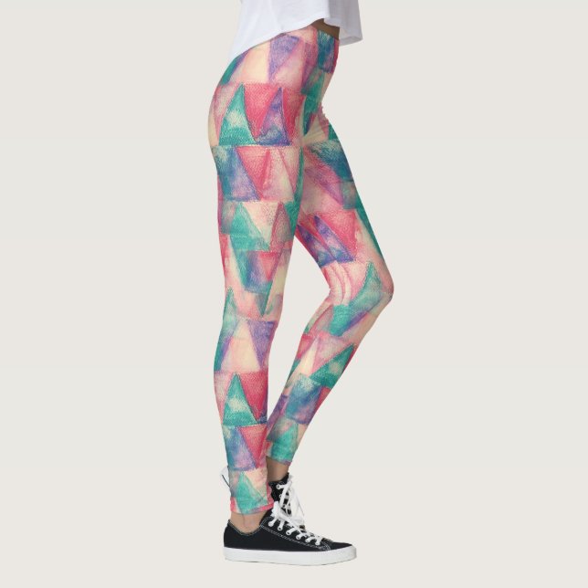 Watercolor Painting - Hipster Triangles Leggings (Right)