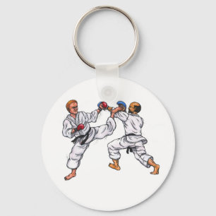 watercolor painting karate men fighting tournament key ring