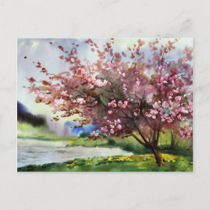 Watercolor Painting Landscape Postcard