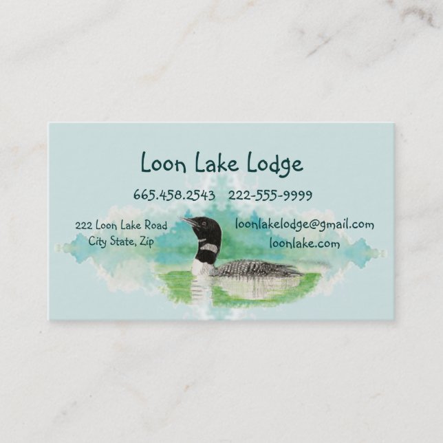 Watercolor Painting Loon, Wilderness Bird Business Business Card (Front)