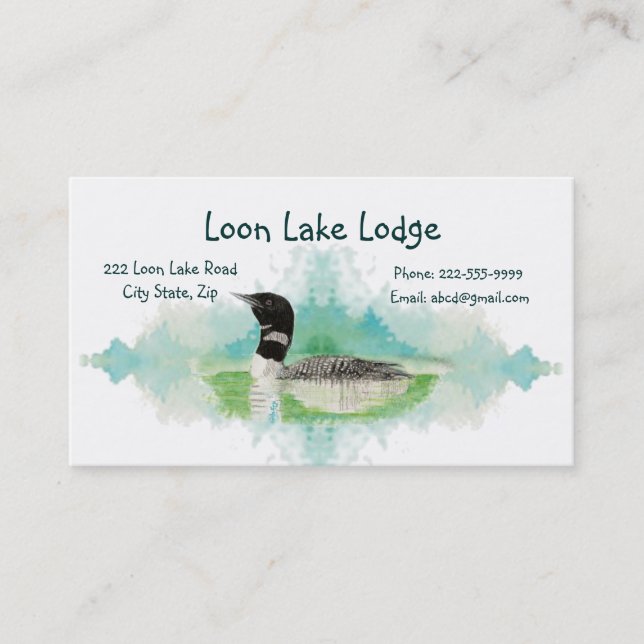 Watercolor Painting Loon, Wilderness Bird Business Card (Front)