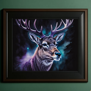 Watercolor Painting Majestic Deer 5:4 Poster