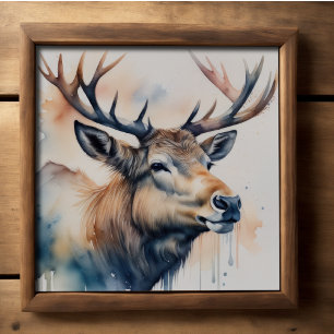 Watercolor Painting Majestic Elk 1:1 Poster