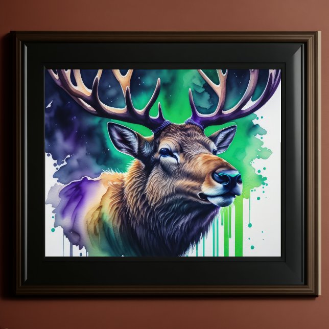 Watercolor Painting Majestic Elk 5:4 Poster (Creator Uploaded)