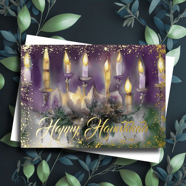 Watercolor Painting Menorah Happy Hanukkah Holiday Card (Creator Uploaded)