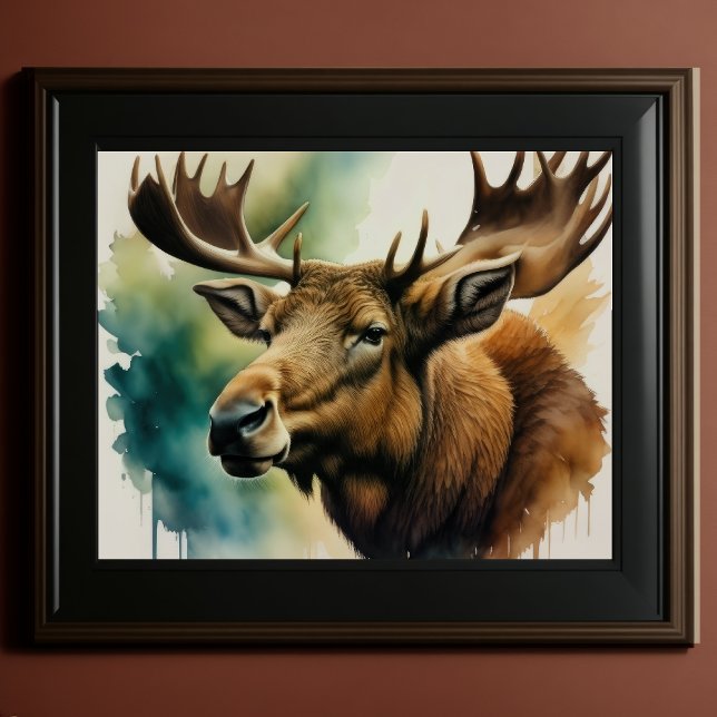 Watercolor Painting Moose 5:4 Poster (Creator Uploaded)