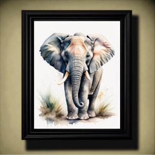 Watercolor Painting of a Elephant 5:4 Poster