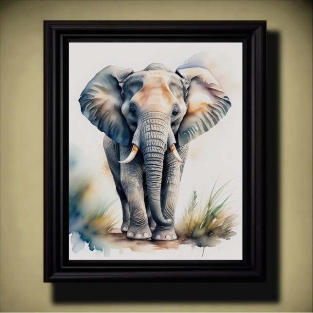 Watercolor Painting of a Elephant 5:4 Poster (Creator Uploaded)