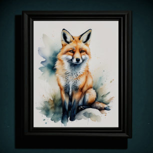 Watercolor Painting of a Fox 5:4 Poster