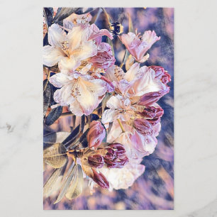 Watercolor painting of a purple azeea blossom