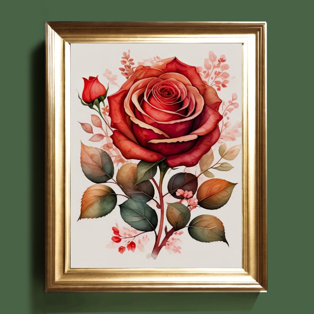 Watercolor Painting of a Rose Red Poster (Creator Uploaded)