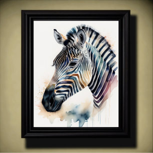 Watercolor Painting of a Zebra 5:4 Poster