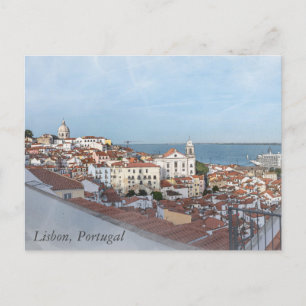 Watercolor painting of Alfama district in Lisbon Postcard