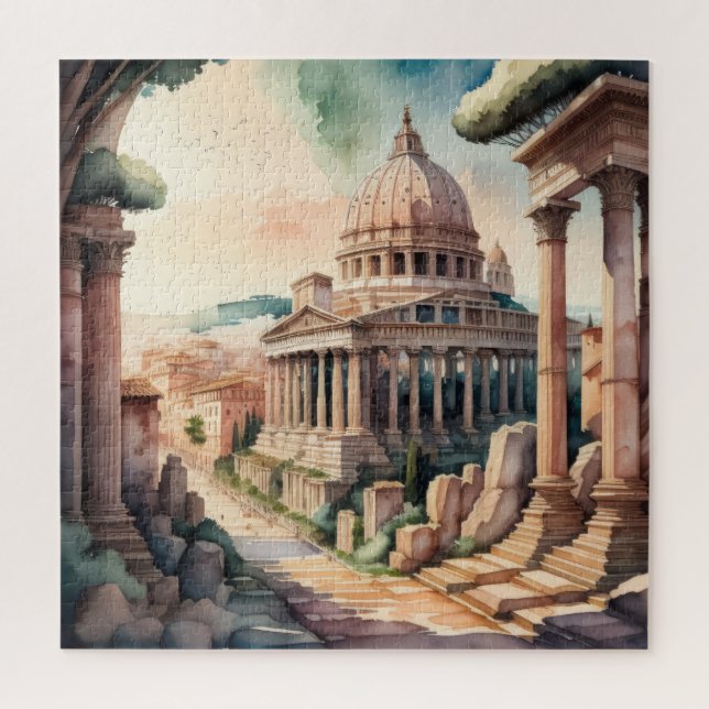 Watercolor Painting of Ancient Rome Jigsaw Puzzle (Vertical)