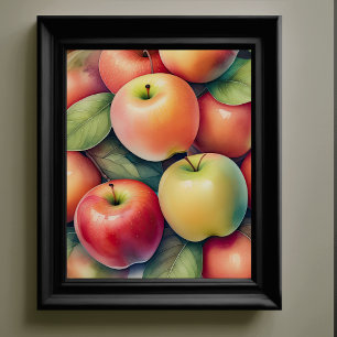 Watercolor Painting of Apples Poster
