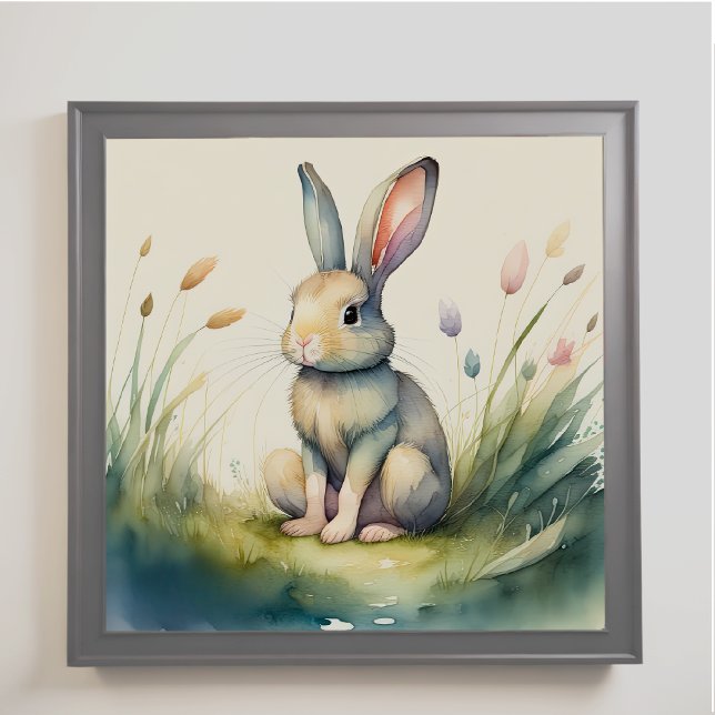 Watercolor Painting of Bunny Rabbit 1:1 Poster (Creator Uploaded)
