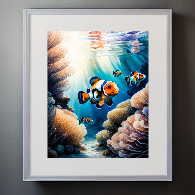 Watercolor Painting of Clown Fish Poster (Creator Uploaded)