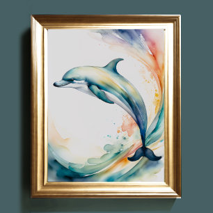 Watercolor Painting of Dolphin 4:5 Poster