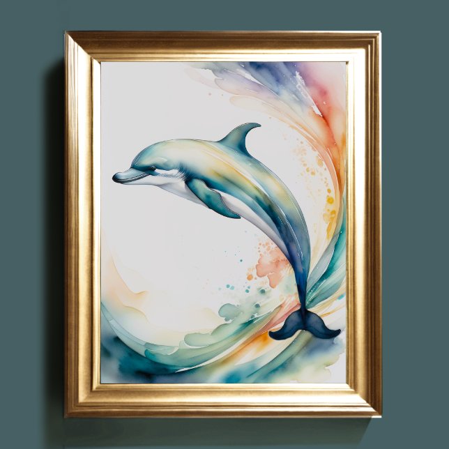 Watercolor Painting of Dolphin 4:5 Poster (Creator Uploaded)