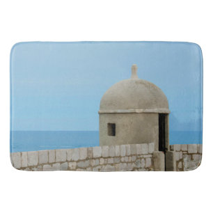 Watercolor painting of Dubrovnik city wall Bath Mat