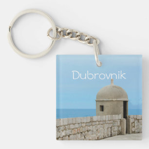 Watercolor painting of Dubrovnik city wall Key Ring